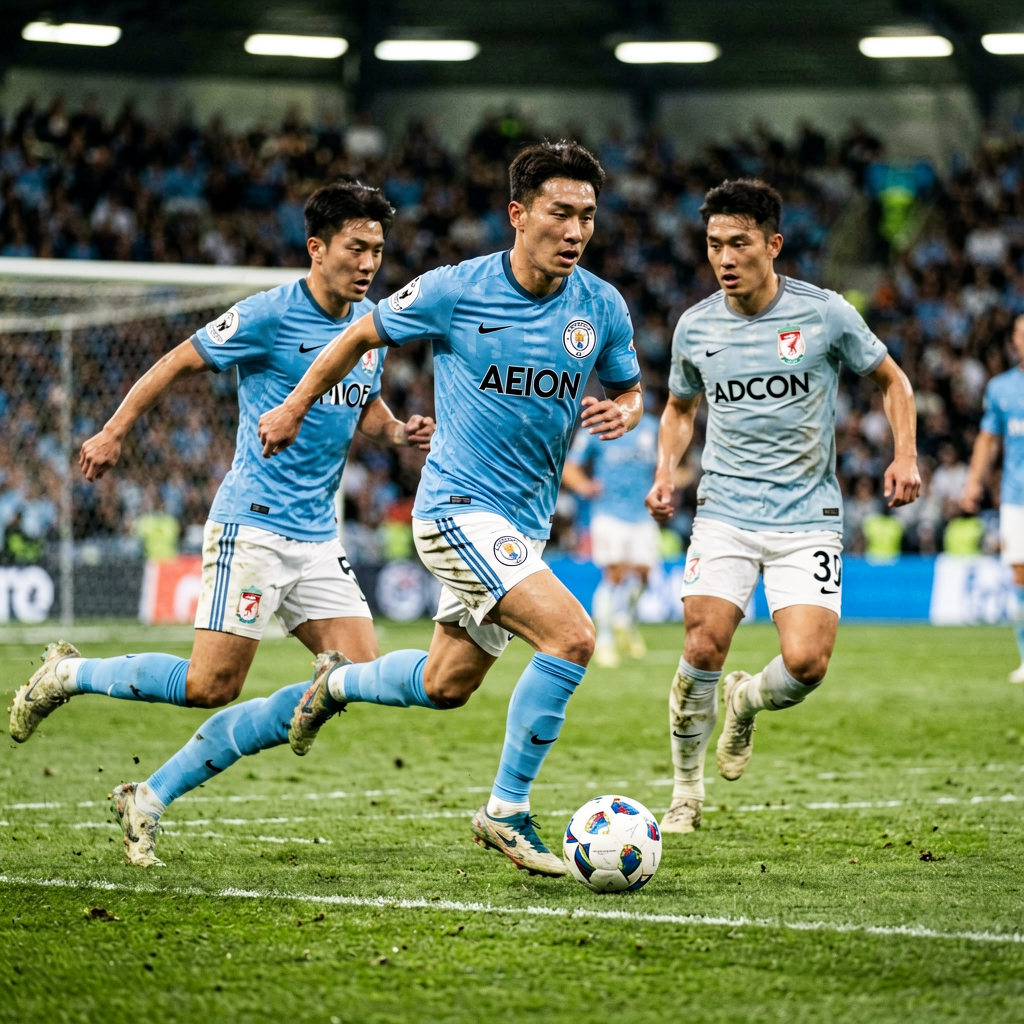 职业足球运动员比赛瞬间